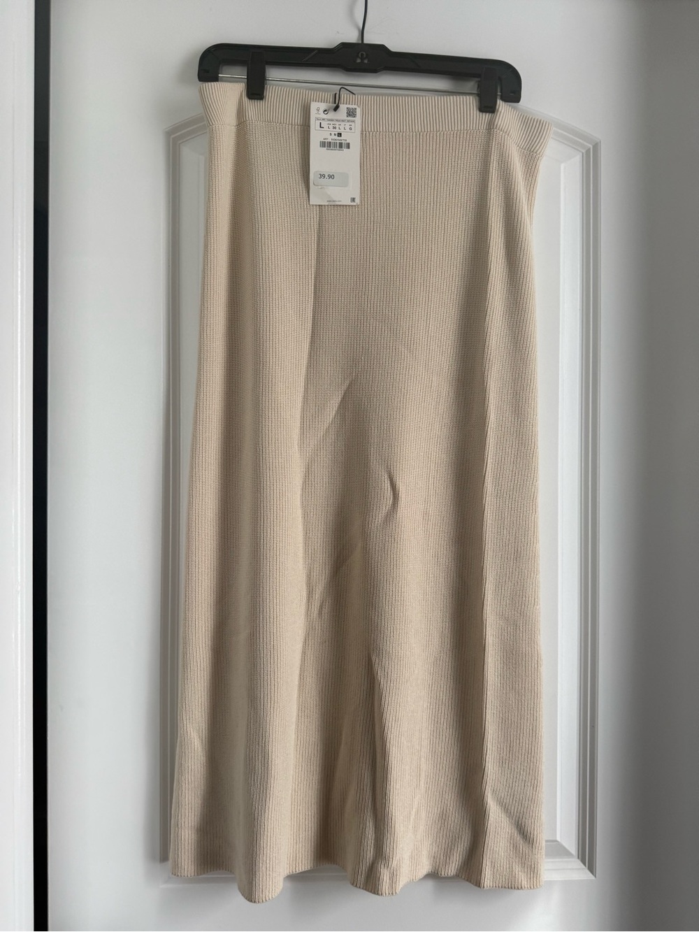 Zara Cream Ribbed Midi Skirt